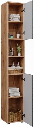 Шафа для ванної Vicco Irma, золота дубова/антрацит, 30x192 см, антрацит смугастий