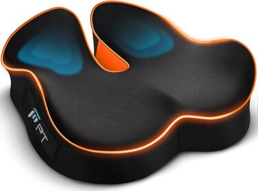 Ергономічна подушка для сидіння з Memory Foam для офісного крісла та авто, подушка для офісу, авто та дому, знімний чохол, протиковзаюча поверхня, розмір M (60–85 кг) (L-Extra Fest (110–140 кг))