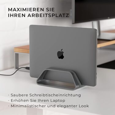 Підставка для ноутбука Vertikaler: стильна підставка для MacBook, MacBook Air, MacBook Pro (сірий)
