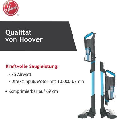 Бездротовий пилосос Hoover H-FREE 500 PETS для шерсті тварин, акумуляторний, 2-в-1 (ручний та вертикальний), до 30 хв роботи, без мішка, насадка для шерсті, LED-підсвітка, паркування, компактний