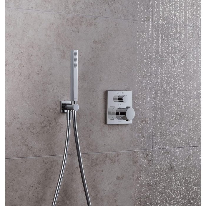 Duravit водозберігаюча ручна душова лійка, квадратна, хром, з режимом Rain, функція MinusFlow, легке очищення