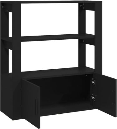 Шафа-комод vidaXL чорна 80x30x90 см, деревостружкова плита, багатофункціональна тумба для вітальні, книг і зберігання