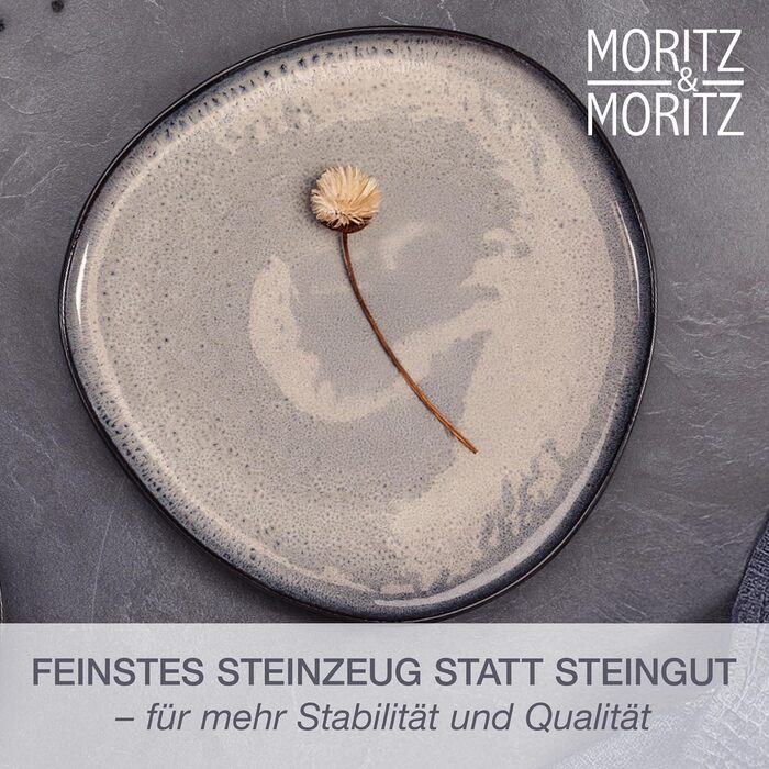 Moritz & Moritz ORGANIC: Набір посуду на 12 осіб (36 предметів) - елегантний набір з високоякісного кераміки (сірий)