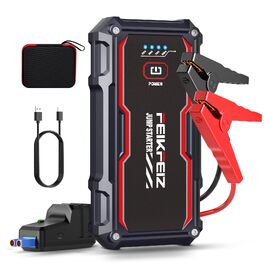 Автомобільний зарядний пристрій FEIKFEIZ Auto Starthilfe Powerbank, пусковий пристрій 6000A 26800mAh для 12V акумуляторів (бензин та дизель до 8.0L), з USB-портом та LED-ліхтарем