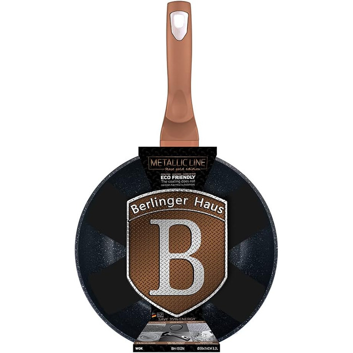 Сковорода вок Berlinger Haus Rosegold Collection, мідна, 28 см