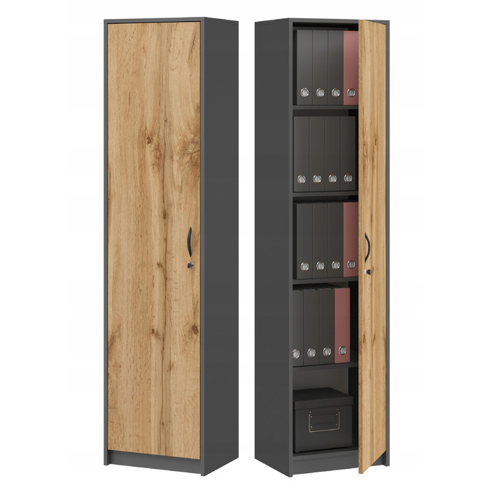 Стелаж SaraMeble 44,5 x 180 x 35 см, антрацит, дуб вотан, графіт