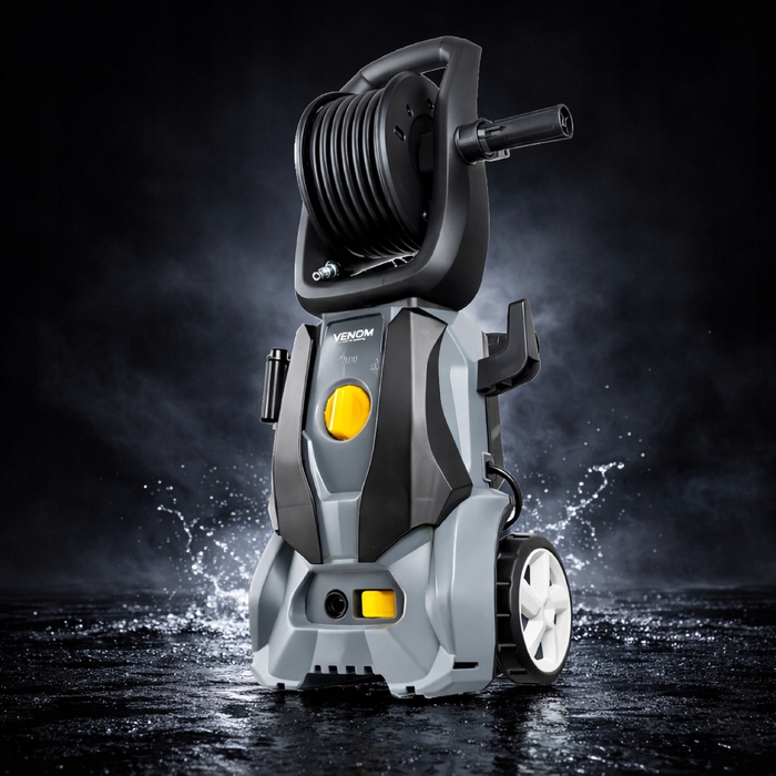 Мийка високого тиску VENOM 1800W, алюмінієвий насос, 140 бар, шланг 5,2 м з котушкою