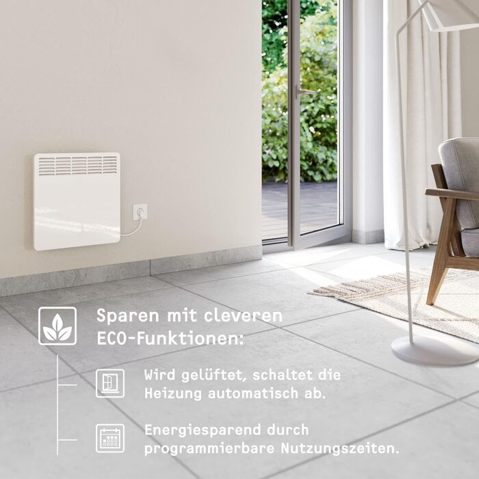 Електричний конвектор STIEBEL ELTRON CNS 150 Trend 1,5 кВт, для 20 м², металевий корпус, енергоощадний, LC-дисплей, тижневий таймер, TÜV сертифікат