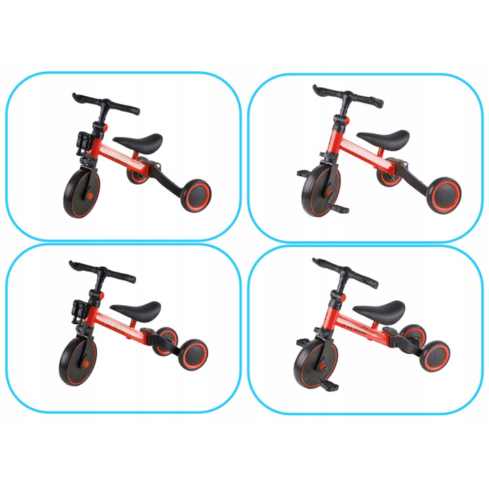 Дитячий триколісний велосипед Ikonka Trike Fix Mini, чорний з червоним