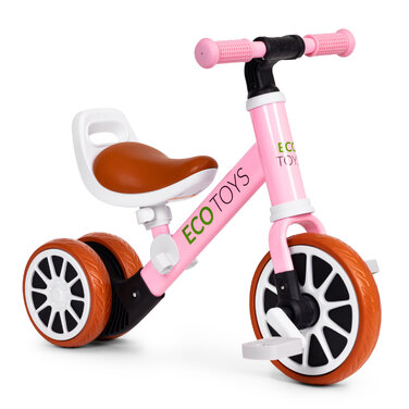 Дитячий велосипед 2в1: бігове триколісне авто з педалями, рожевий, ECOTOYS
