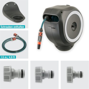 Gardena Wand-Schlauchbox RollUp S 15м: Шланг для поливу з автоматичним намотуванням, настінний монтаж, Gardena (18600-20)