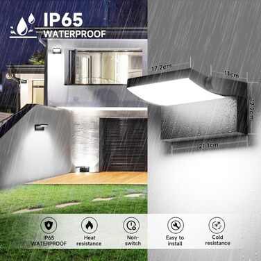 Світлодіодний настінний світильник LED 40W, 4000 Лм, водонепроникний IP65, поворотна панель 350°, колір світла 6000K (холодне біле), чорний (набір 6 шт)