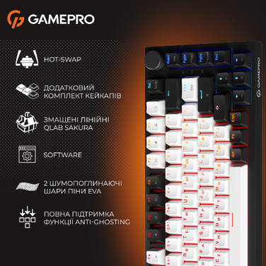 Дротова механічна клавіатура GamePro MK160 V2 Warden QLAB Sakura Black (MK160-V2-B-QS)