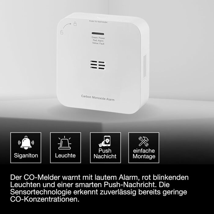 Розумний датчик чадного газу LEDVANCE SMART+ з WiFi, сертифікований EN 50291, білий