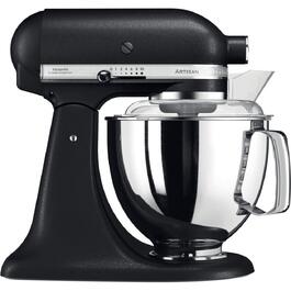 Кухонна машина KitchenAid Artisan: планетарний міксер з чашами з нержавіючої сталі 4.8 л та набором із 5 аксесуарів, чорний чавун