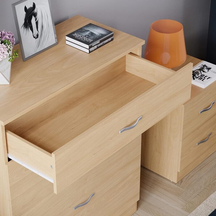 Комод із соснового дерева Vida Designs Riano, 5 шухляд з металевими ручками, захист від деформації, для спальні, 90x75x36 см