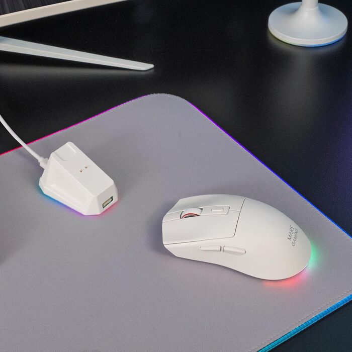 Бездротова ігрова миша Mars Gaming MMT3W RGB Flow, ультралегка (79г), 3200 DPI, біла