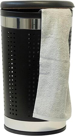 Kela SEVILLA кошик для білизни з кришкою, металевий чорний, 30,5x60,5 см, з вентиляцією