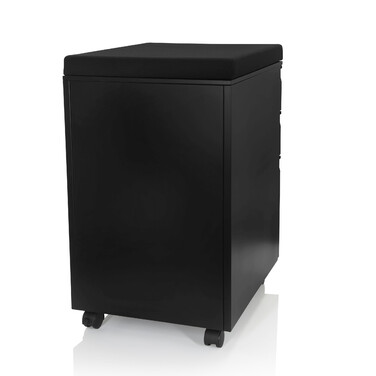 Контейнер на колесах COLOR OS, метал, чорний з подушкою для сидіння, чорний, hjh OFFICE