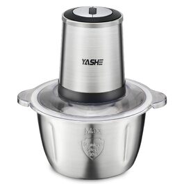 Подрібнювач продуктів YASHE 500W електричний з чашею 1.8л з нержавіючої сталі, міні кухонний комбайн з 4 лезами, чорний + нержавіюча сталь
