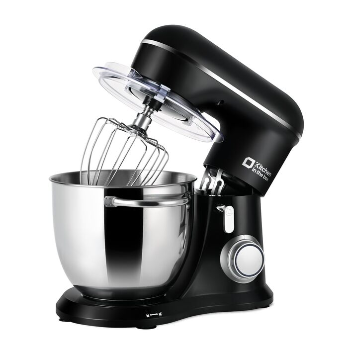 Кухонний комбайн Kitchen in the box Kompakte — планетарний міксер та тістоміс 3.5-5л, 10 швидкостей, з насадками (гак, вінчик, міксер), чорний