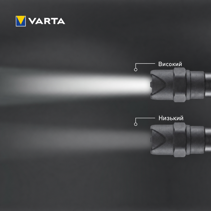 Ліхтарик VARTA Indestructible F10 Pro LED 6 Вт з 3 батарейками AAA, водо- та пилозахищений, ударостійкий, робочий ліхтар з двома режимами освітлення