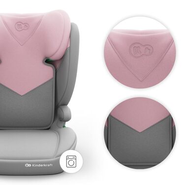 Дитяче автокрісло Kinderkraft I-SPARK 2 PRO (100-150 см), 2в1, i-Size, рожеве