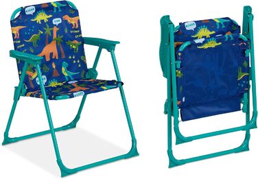 Дитячий садовий набір Relaxdays з парасолькою та столом (Динозаври, сірий) - складані стільчики для пікніка