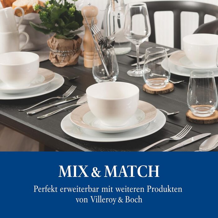 Набір столового посуду vivo by Villeroy & Boch Basic White, 12 предметів, білий, порцеляна, для 6 осіб, тарілки, супові та обідні, підходить для посудомийної машини, преміум-якість