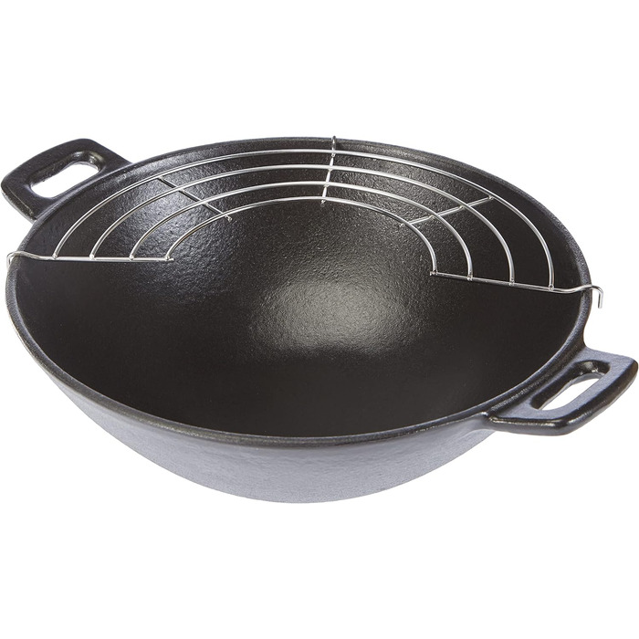 Wok Kela 24 см з кришкою, решіткою, паличками, чавунний, для індукції, набір Mini