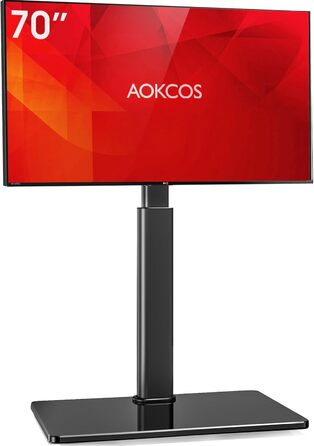 Універсальна підлогова підставка для телевізора AOKCOS, 32-70 дюймів, чорна, регульована висота 1350 мм, нахил, поворот, макс. вага 40 кг, VESA 400x400 мм