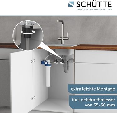 Кухонний змішувач SCHÜTTE 99805 AQUASTAR PRO з системою фільтрації води, 3-ходовий кран для питної води проти вапна та важких металів, нержавіюча сталь
