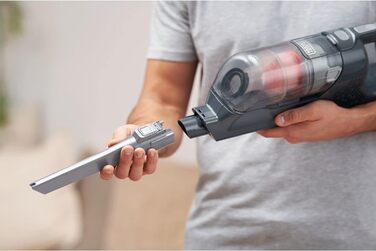 Акумуляторний пилосос BLACK+DECKER 3-в-1 BHFEA520J, 18В, безмішковий, ручний та підлоговий, турбощітка, 2 режими, бездротовий, з настінним кріпленням, щілинною насадкою, вбудованим акумулятором і зарядним кабелем