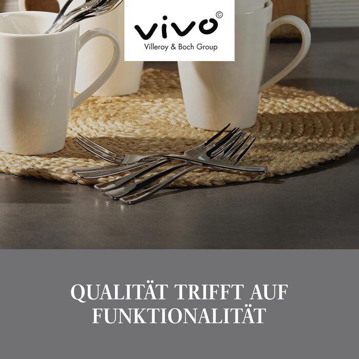 Набір столових приборів Villeroy & Boch Voice Basic 30 предметів для 6 осіб, нержавіюча сталь, придатний для мийки в посудомийній машині