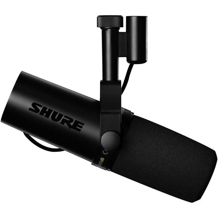 Мікрофон Shure SM7dB динамічний для мовлення, вокалу та подкасту з вбудованим підсилювачем, широкий частотний діапазон, теплий м'який звук, чорний