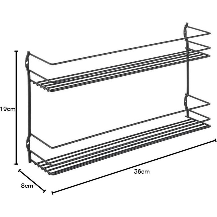 Полиця для спецій Metaltex Pepito-2 Lava, 2 яруси, 36x8x18 см, металева, настінна