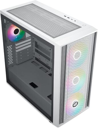 Корпус Cooler Master MasterBox 600 E-ATX білий, з прозорою скляною стінкою, підтримка радіатора 420 мм, ARGB-PWM вентилятори, USB 3.2 Gen2x2 Type-C