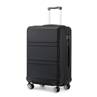 Валіза для ручної поклажі KONO 55x40x20 см, для Ryanair, EasyJet та Vueling, чорна (M, 55 см)