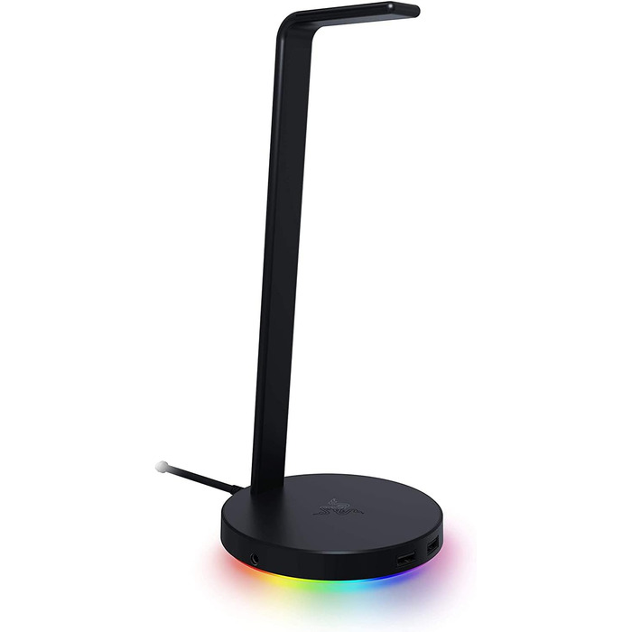 Підставка для навушників Razer з USB-хабом та RGB-підсвічуванням (7.1 Surround Sound, інтегрований тримач, протиковзкий підставник) білий (чорний, Base Station V2 Chroma, Single)