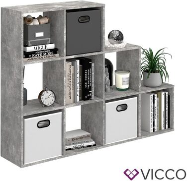Стелаж-сходи Vicco, антрацит, 142.2 x 107.8 см – універсальний книжковий стелаж для зберігання, сучасний дизайн