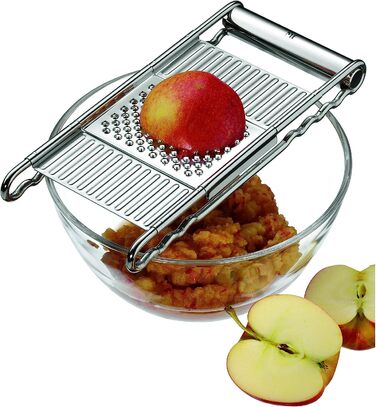 Овочева терка WMF Gourmet 12x18 см, кухонна тертка з нержавіючої сталі з 4 насадками для нарізання, натирання, шинкування, терка для картоплі та огірків