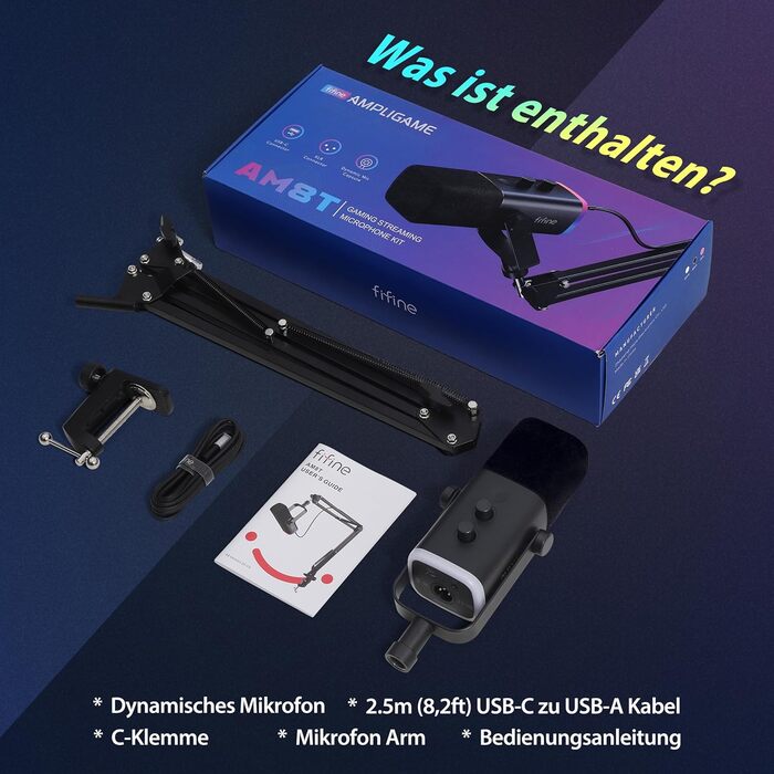Динамічний мікрофон FIFINE XLR/USB з тримачем для стрімінгу, подкастів, студії, ігор, ПК, PS4/5, Mac, мікшерів, із кнопкою вимкнення звуку