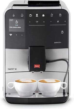 Кавомашина Melitta Barista T Smart з капучинатором, автоматична кавоварка з млинком, для еспресо та капучино, керування через додаток, чорна/срібляста