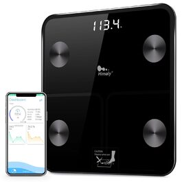 Розумна вага для визначення складу тіла Himaly, Bluetooth, цифрова, для жиру, ваги, ІМТ, води, кісткової маси, калорій, вісцерального жиру, чорна