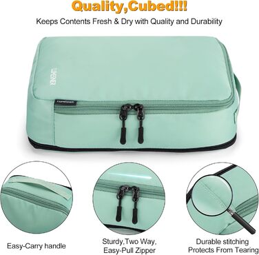 Набір органайзерів для валізи Packing Cubes, дорожні сумки-пакувальники з косметичкою, 8 предметів, зелений