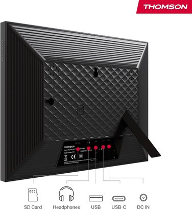 Фоторама Thomson Fotorahmen 10 дюймів: FHD IPS сенсорний екран, 32 GB, Wi-Fi, поворот, iOS/Android (Чорний)