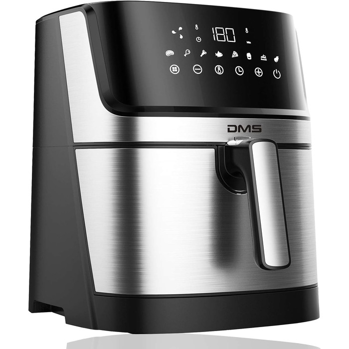 DMS XXL аерофритюрниця 6 л, 1800 Вт, цифровий дисплей, 8 програм, без олії, конвекційна піч та гриль