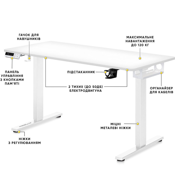 Стіл Mealux PowerDesk Duo XL White (арт. EVO-252 Duo W/W)