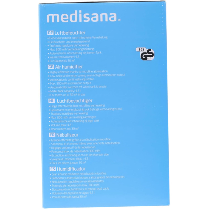Зволожувач повітря Medisana AH 680 ультразвуковий з таймером, для спальні, вітальні та дитячої, безшумний режим, аромарозпилювач, гігрометр, регульована вологість