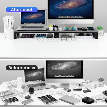Підставка для двох моніторів Vaydeer з бездротовою зарядкою та 4 USB-хабами, металева, для моніторів до 32 дюймів, для комп'ютера і ноутбука, чорна